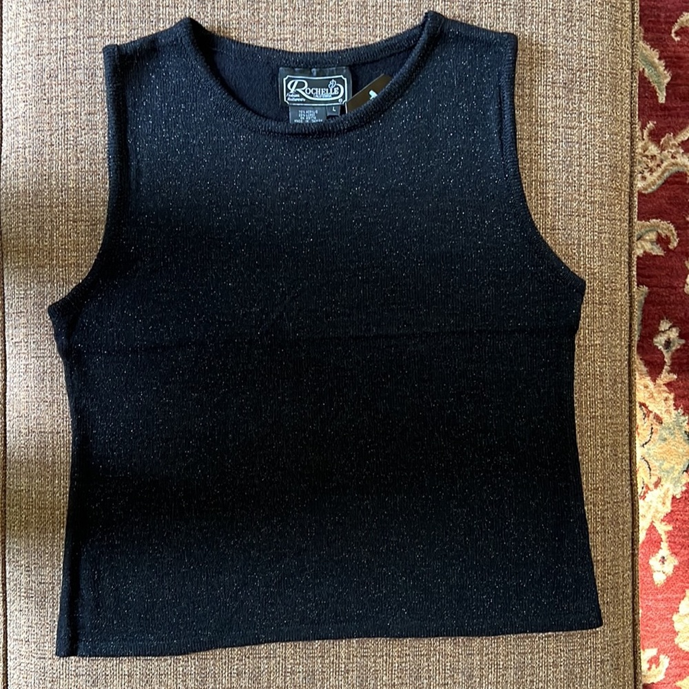 Black Knit Silver Lurex Sleeveless Top - Picture 2 of 9